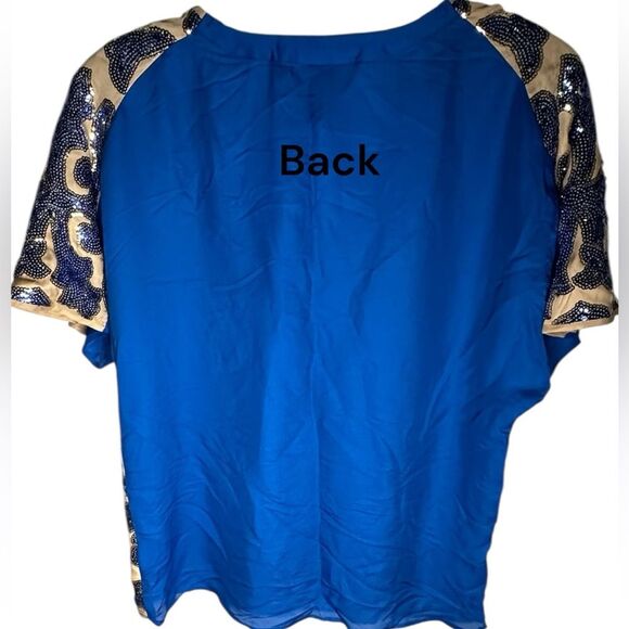 Tracy Reese for Neiman Marcus Target Brown Blue Sequin Lined Sleeveless Top Sz M - Picture 6 of 9